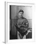 Jockey Johnny Longden Smiling and Holding Saddle-Martha Holmes-Framed Premium Photographic Print