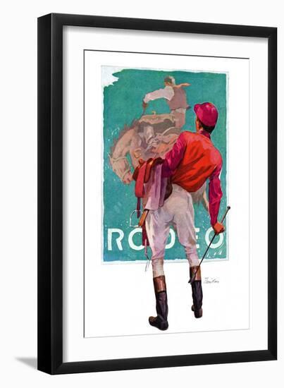 "Jockey Looks at Poster,"May 8, 1937-John E. Sheridan-Framed Giclee Print