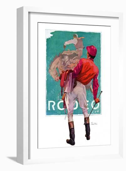 "Jockey Looks at Poster,"May 8, 1937-John E. Sheridan-Framed Giclee Print