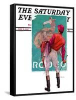 "Jockey Looks at Poster," Saturday Evening Post Cover, May 8, 1937-John E. Sheridan-Framed Stretched Canvas