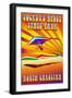 Jockey's Ridge State Park, North Carolina - Psychedelic Hang Glider-Lantern Press-Framed Art Print