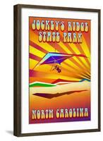 Jockey's Ridge State Park, North Carolina - Psychedelic Hang Glider-Lantern Press-Framed Art Print