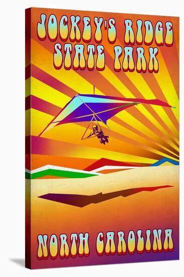 Jockey's Ridge State Park, North Carolina - Psychedelic Hang Glider-Lantern Press-Stretched Canvas