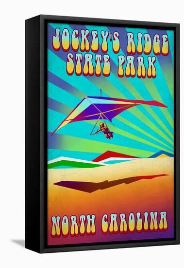 Jockey's Ridge State Park, North Carolina - Psychedelic Hang Glider-Lantern Press-Framed Stretched Canvas