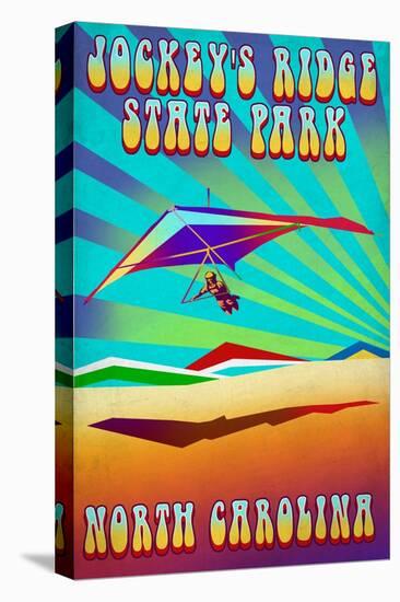 Jockey's Ridge State Park, North Carolina - Psychedelic Hang Glider-Lantern Press-Stretched Canvas