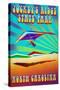 Jockey's Ridge State Park, North Carolina - Psychedelic Hang Glider-Lantern Press-Stretched Canvas