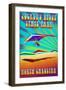 Jockey's Ridge State Park, North Carolina - Psychedelic Hang Glider-Lantern Press-Framed Art Print