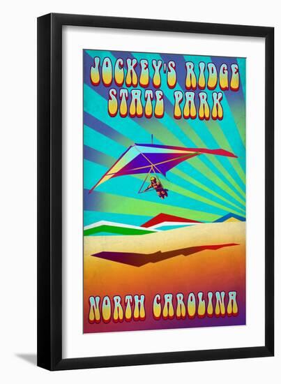 Jockey's Ridge State Park, North Carolina - Psychedelic Hang Glider-Lantern Press-Framed Art Print