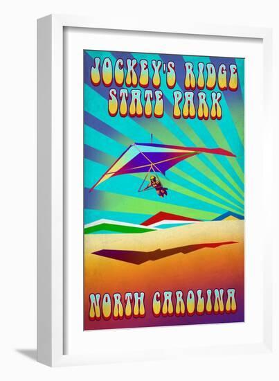 Jockey's Ridge State Park, North Carolina - Psychedelic Hang Glider-Lantern Press-Framed Art Print