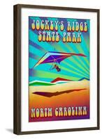 Jockey's Ridge State Park, North Carolina - Psychedelic Hang Glider-Lantern Press-Framed Art Print