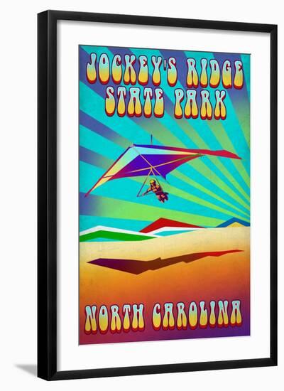 Jockey's Ridge State Park, North Carolina - Psychedelic Hang Glider-Lantern Press-Framed Art Print