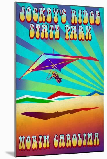 Jockey's Ridge State Park, North Carolina - Psychedelic Hang Glider-Lantern Press-Mounted Art Print