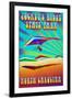 Jockey's Ridge State Park, North Carolina - Psychedelic Hang Glider-Lantern Press-Framed Art Print