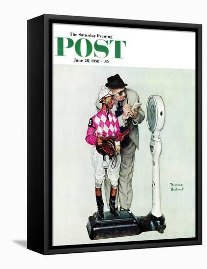 "Jockey Weighing In" Saturday Evening Post Cover, June 28,1958-Norman Rockwell-Framed Stretched Canvas