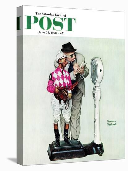 "Jockey Weighing In" Saturday Evening Post Cover, June 28,1958-Norman Rockwell-Stretched Canvas