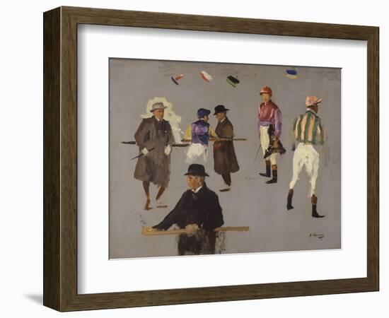 Jockeys and Owners at Epsom (Oil on Panel)-John Lavery-Framed Giclee Print