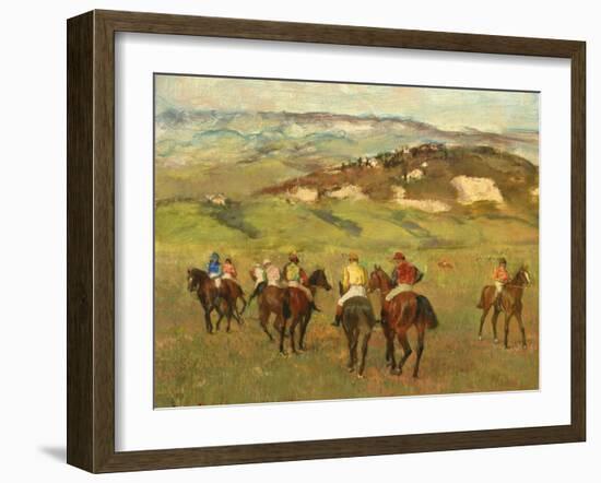 Jockeys on Horseback before Distant Hills, 1884-Edgar Degas-Framed Giclee Print