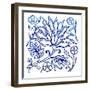 Jodhpur Blues on White I-Elizabeth Medley-Framed Art Print