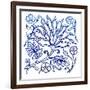 Jodhpur Blues on White I-Elizabeth Medley-Framed Art Print