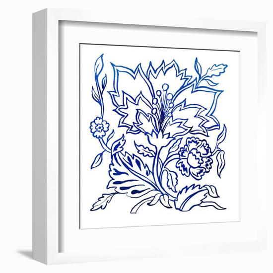 Jodhpur Blues on White II-Elizabeth Medley-Framed Art Print