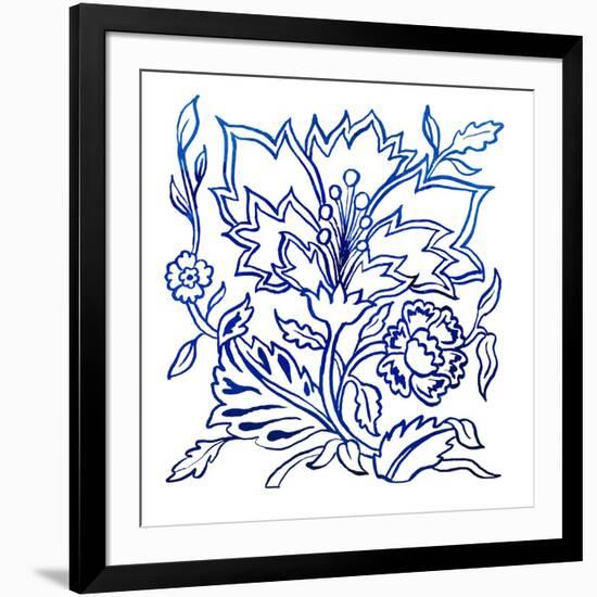 Jodhpur Blues on White II-Elizabeth Medley-Framed Art Print