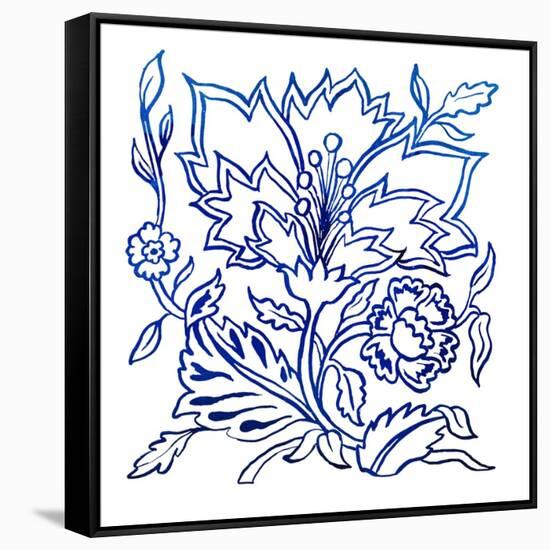 Jodhpur Blues on White II-Elizabeth Medley-Framed Stretched Canvas