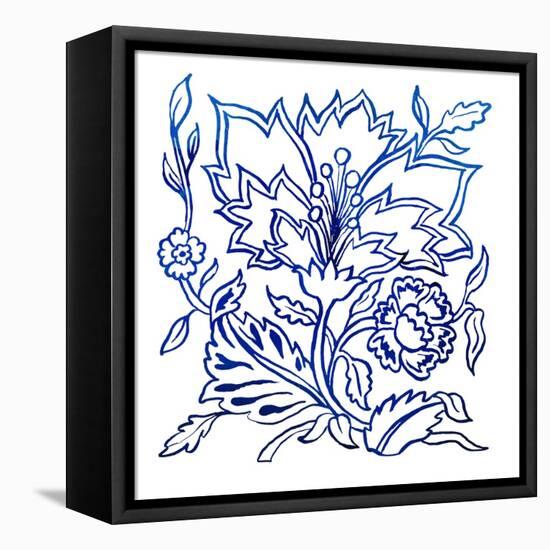 Jodhpur Blues on White II-Elizabeth Medley-Framed Stretched Canvas