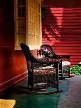 An American Front Porch with Wooden Boarding and Two Whicker Rocking Chairs-Jody Miller-Photographic Print