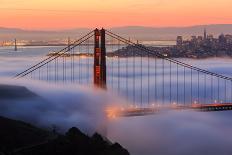 San Francisco At Sunrise, Behind The Golden Gate Bridge And A Low Blanket Of Fog-Joe Azure-Photographic Print