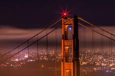 Sunrise Of A Single Bridge Of The Golden Gate Bridge, With The San Francisco Skyline And Bay Bridge-Joe Azure-Photographic Print