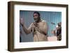 Joe Frazier Rehearsing with His Band Joe Frazier and the Knockouts for Don Rickles Show, 1971-John Shearer-Framed Photographic Print