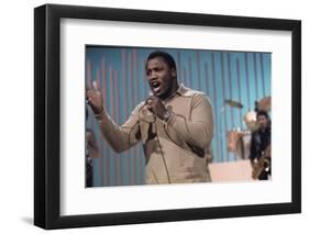 Joe Frazier Rehearsing with His Band Joe Frazier and the Knockouts for Don Rickles Show, 1971-John Shearer-Framed Photographic Print