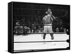 Joe Frazier Vs. Mohammed Ali at Madison Square Garden-John Shearer-Framed Stretched Canvas