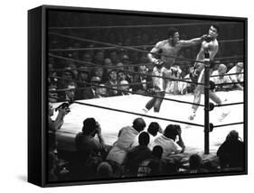 Joe Frazier Vs. Mohammed Ali at Madison Square Garden-John Shearer-Framed Stretched Canvas