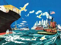 Tugboat and Seagulls - Jack & Jill-Joe Krush-Framed Giclee Print