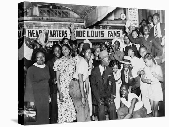 Joe Louis Fans Celebrate Louis' Victory over Tom Farr, Harlem, August 30, 1937-null-Stretched Canvas