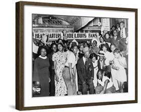 Joe Louis Fans Celebrate Louis' Victory over Tom Farr, Harlem, August 30, 1937-null-Framed Photo