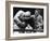 Joe Louis (Left), and Ezzard Charles, in a Heavyweight Title Bout, Sept. 27, 1950-null-Framed Photo