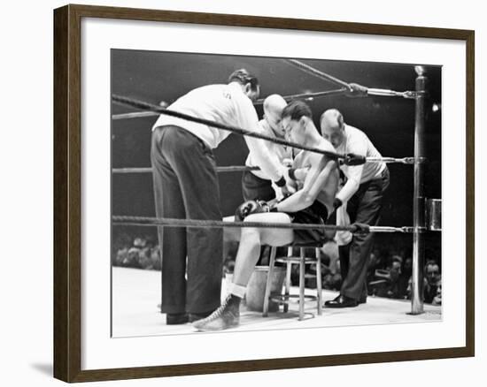 Joe Louis, Negro Boxer Fighting Perry-Peter Stackpole-Framed Premium Photographic Print