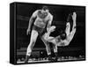 Joe Louis Throws Jim Bernard to the Mat During a 1956 Wrestling Match in Detroit-null-Framed Stretched Canvas