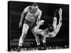 Joe Louis Throws Jim Bernard to the Mat During a 1956 Wrestling Match in Detroit-null-Stretched Canvas