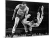 Joe Louis Throws Jim Bernard to the Mat During a 1956 Wrestling Match in Detroit-null-Mounted Photo