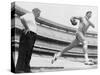 Joe Namath, New York Jets Quarterback, Tests His Injured Knee, 1965-null-Stretched Canvas