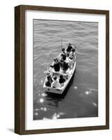 Joe Powers with Eight of His Ten Children Fishing in a Rowboat on Long Island Sound-Yale Joel-Framed Photographic Print