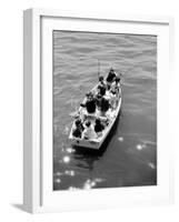 Joe Powers with Eight of His Ten Children Fishing in a Rowboat on Long Island Sound-Yale Joel-Framed Photographic Print