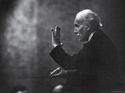 Conductor Arturo Toscanini Waving His Arms During the First Half Program of the Toscanini Tour