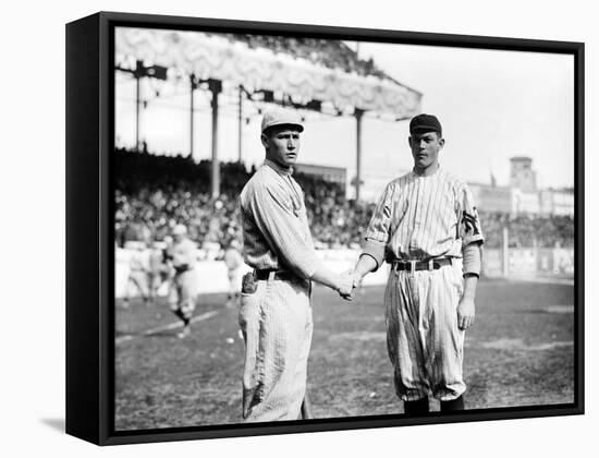 Joe Wood, Boston Red Sox & Jeff Tesreau, NY Giants, Baseball Photo - Boston, MA-Lantern Press-Framed Stretched Canvas