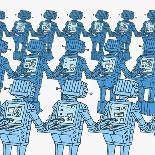 Group of Robots and Personal Computer-JoeBakal-Art Print