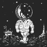 Illustration of an Astronaut Going on A Planet-JoeBakal-Art Print