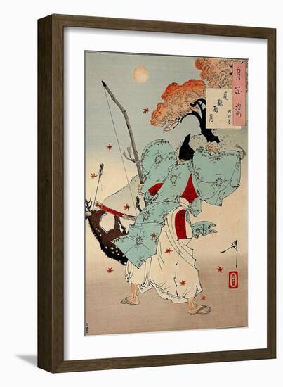 Joganden No Tsuki - Minamoto No Tsunemoto, One Hundred Aspects of the Moon-Yoshitoshi Tsukioka-Framed Giclee Print